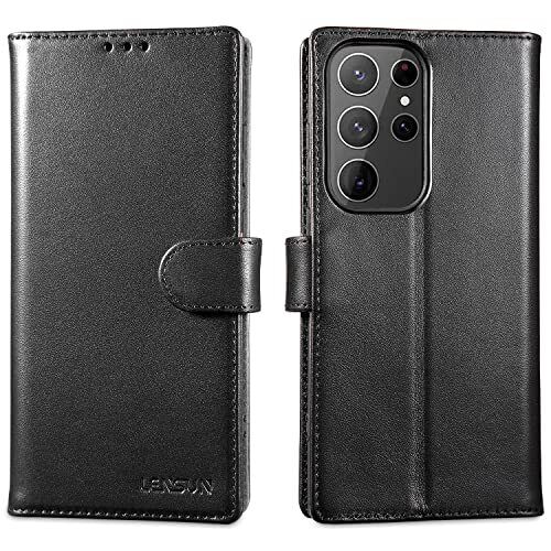 Lensun Cover per Samsung Galaxy S23 Ultra, Custodia in Vera Pelle [RFID (Z3h)