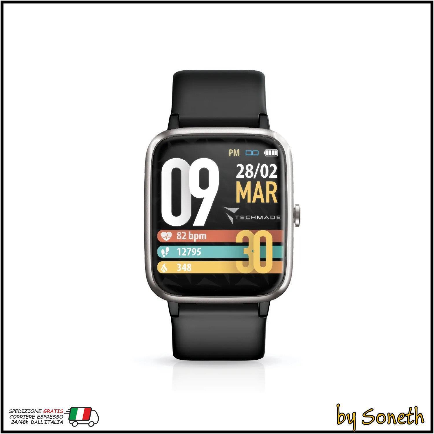 OROLOGIO SMARTWATCH UNISEX TECHMADE MOVE TM-MOVE-SBK NERO E GRIGIO