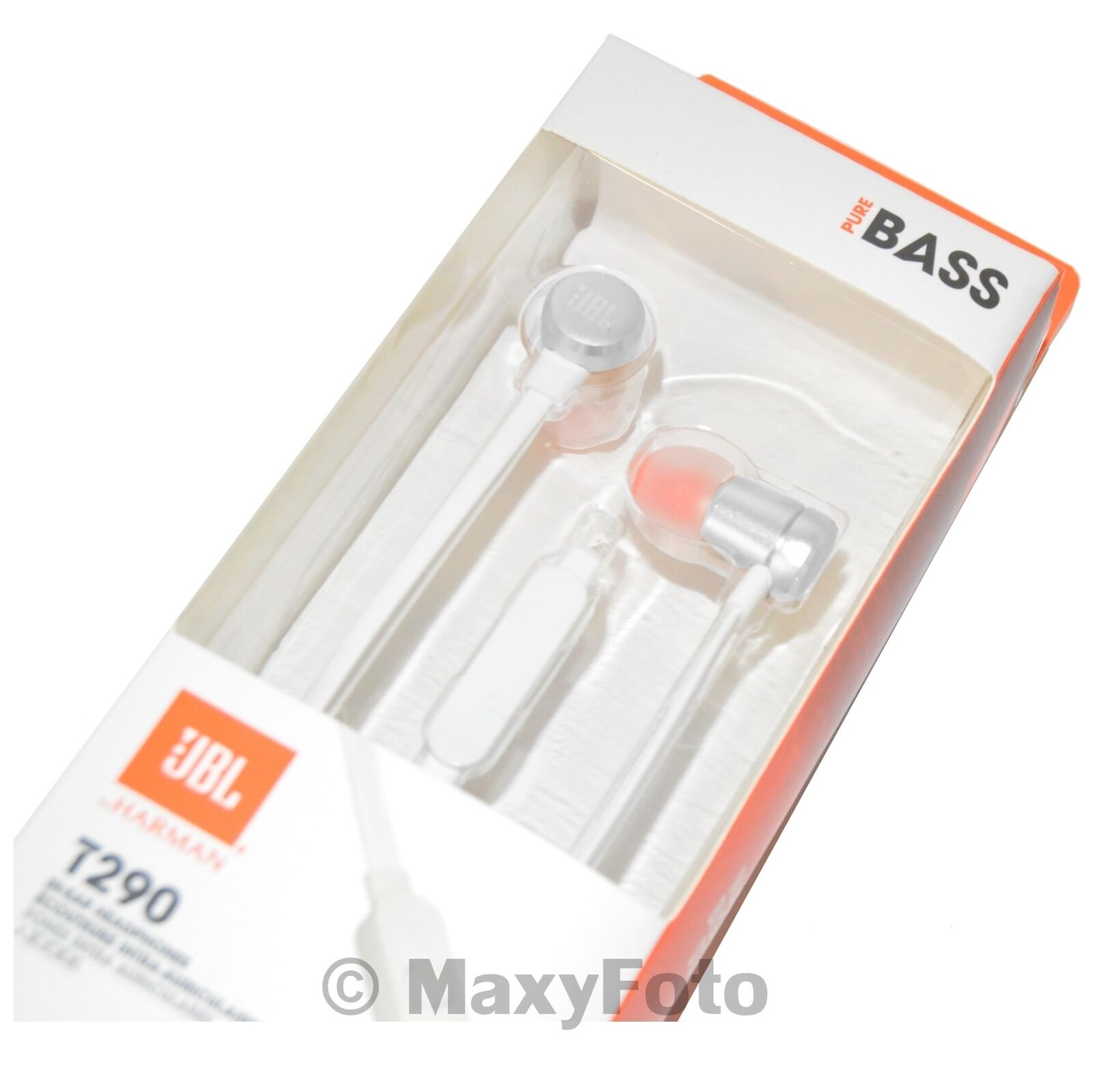 JBL AURICOLARE ORIGINAL STEREO PURE BASS MICROFONO PURE BASS T290 SILVER 78CF0EA