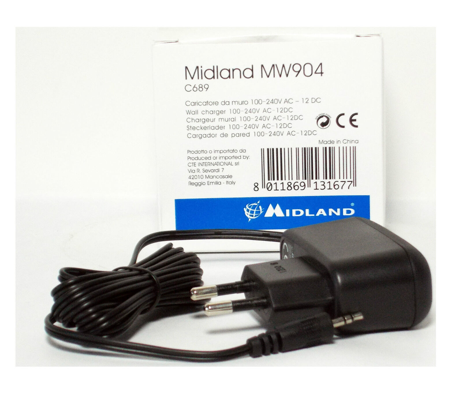 MIDLAND MW904  ALIMENTATORE CARICABATTERIE LPD UNIV.MIDLAND G9 G7XT G6XT G5XT G8