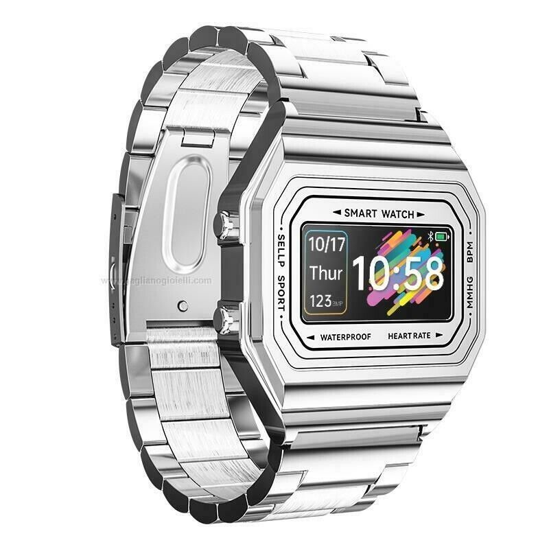 Orologio Smartwatch Unisex Paul Edward PE008B Vintage In Acciaio Colore Argento