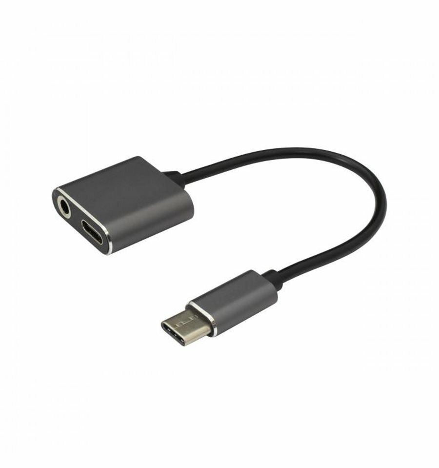 ADATTATORE AUDIO PORTATILE CAVO SDOPPIA USB-C + JACK 3,5 MM CARICATORE CELLULARE