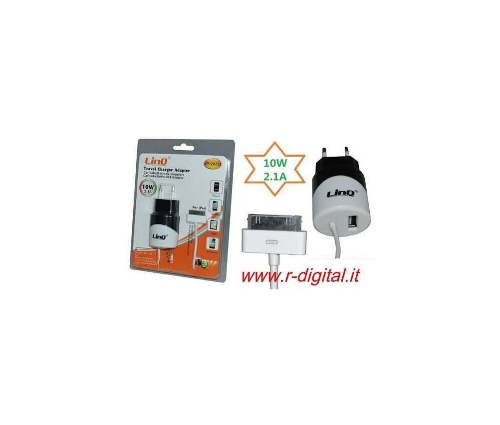 Aglow.it Alimentatore Usb per Ipad 10w A1357, ipad, ipad 2, iPod Touch, iPod Nan