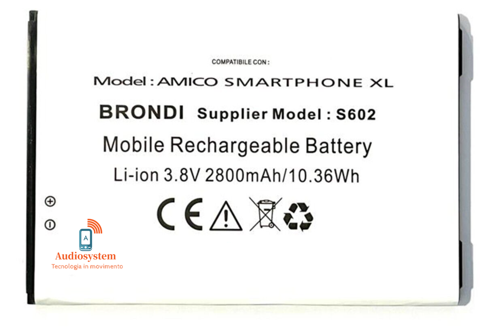 BATTERIA PILA per BRONDI AMICO SMARTPHONE XL 2800MaH S602 PARI ORIGINALE