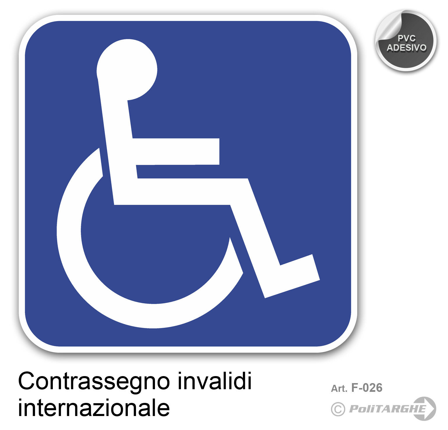 Contrassegno Disabile internazionale cm 12 x 12 adesivo
