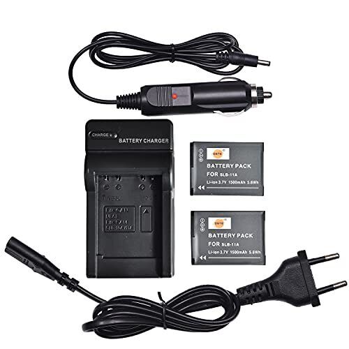 DSTE（2 Pack） Ricambio Batteria SLB-11A + DC23E Travel Caricabatteria (x2z)