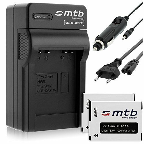 2 Batterie + Caricabatteria (Auto/Corrente) per Samsung SLB-11A / EX1, (C1j)