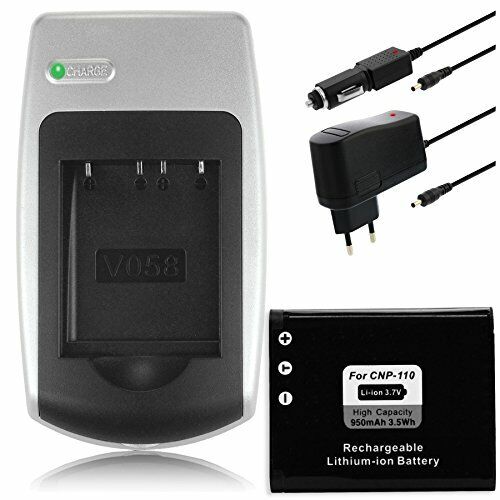 Batteria + Caricabatteria NP-110 per Casio Exilim EX-Z2000, Z2300, Z3000, (t1w)