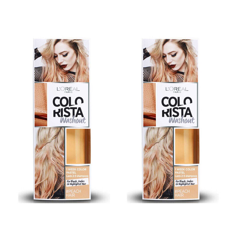 2 L'OREAL Paris COLORISTA Washout colorazione temporanea capelli PEACH 80ml
