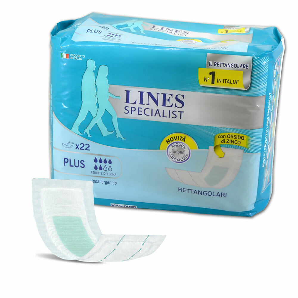 Lines Specialist PLUS 22 assorbenti rettangolari per incontinenza ipoallergenico