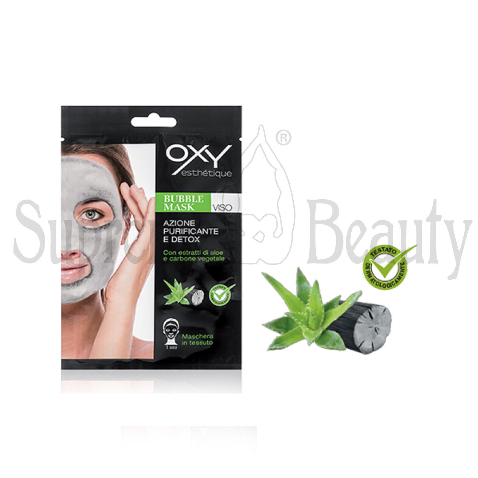 OXY BUBBLE MASK VISO AZIONE PURIFICANTE DETOX MASCHERA IN TESSUTO MONODOSE