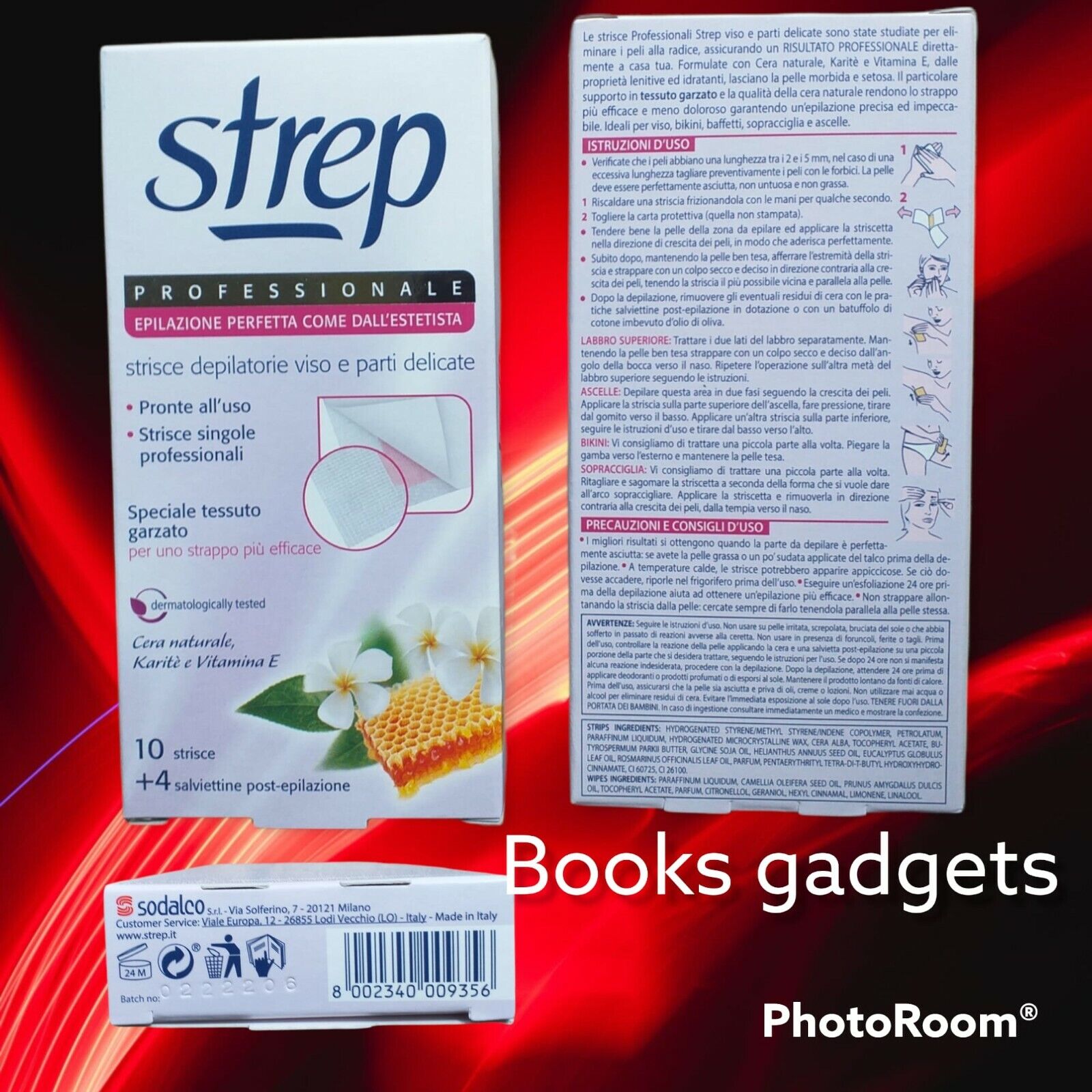 10 pz Strep Profess. (100 Strisce Depilatorie +40 Salviette) VISO-PARTI DELICATE