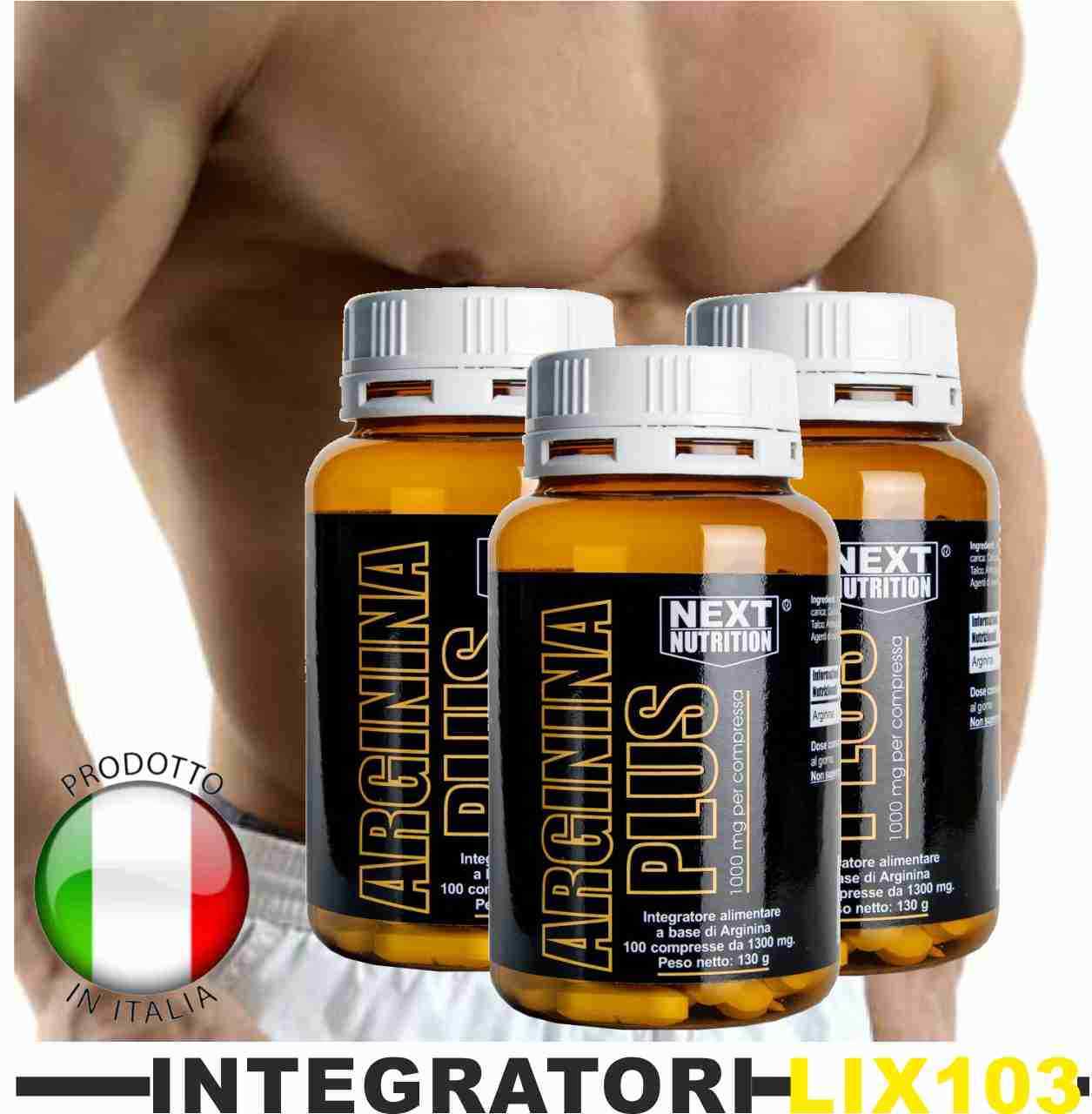 Arginina 1000mg Ossido Nitrico GH Massa Muscolare erezione 3 box 100 Compresse