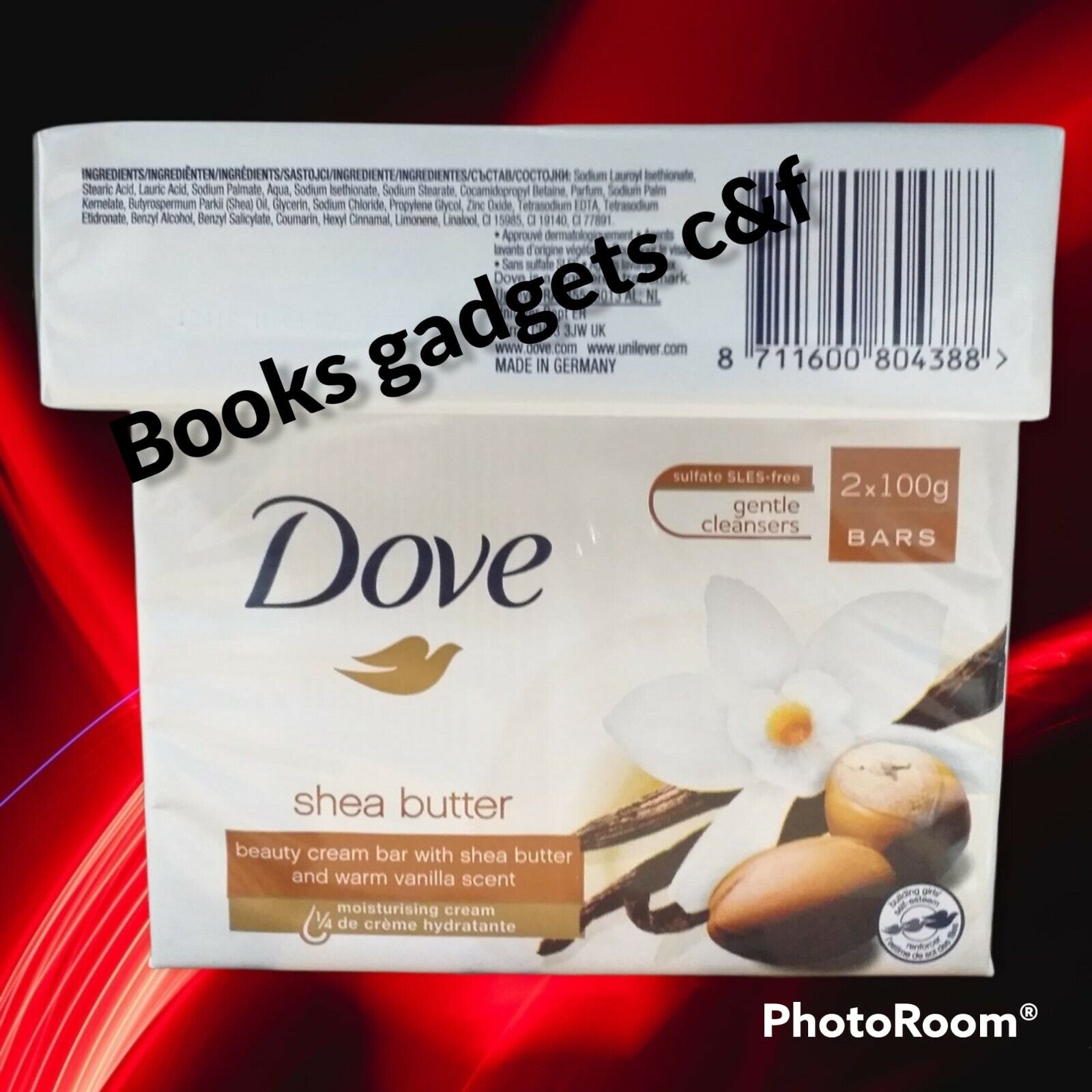 4 Conf. (8 Saponette) Dove Shea Butter Karitè e Vaniglia Pietra Sapone 100gr