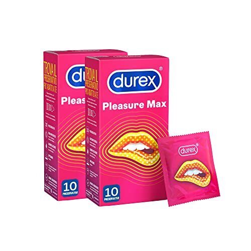 Durex Pleasuremax, Preservativi Con Rilievi e Nervature (56 mm), 20 Profilattici
