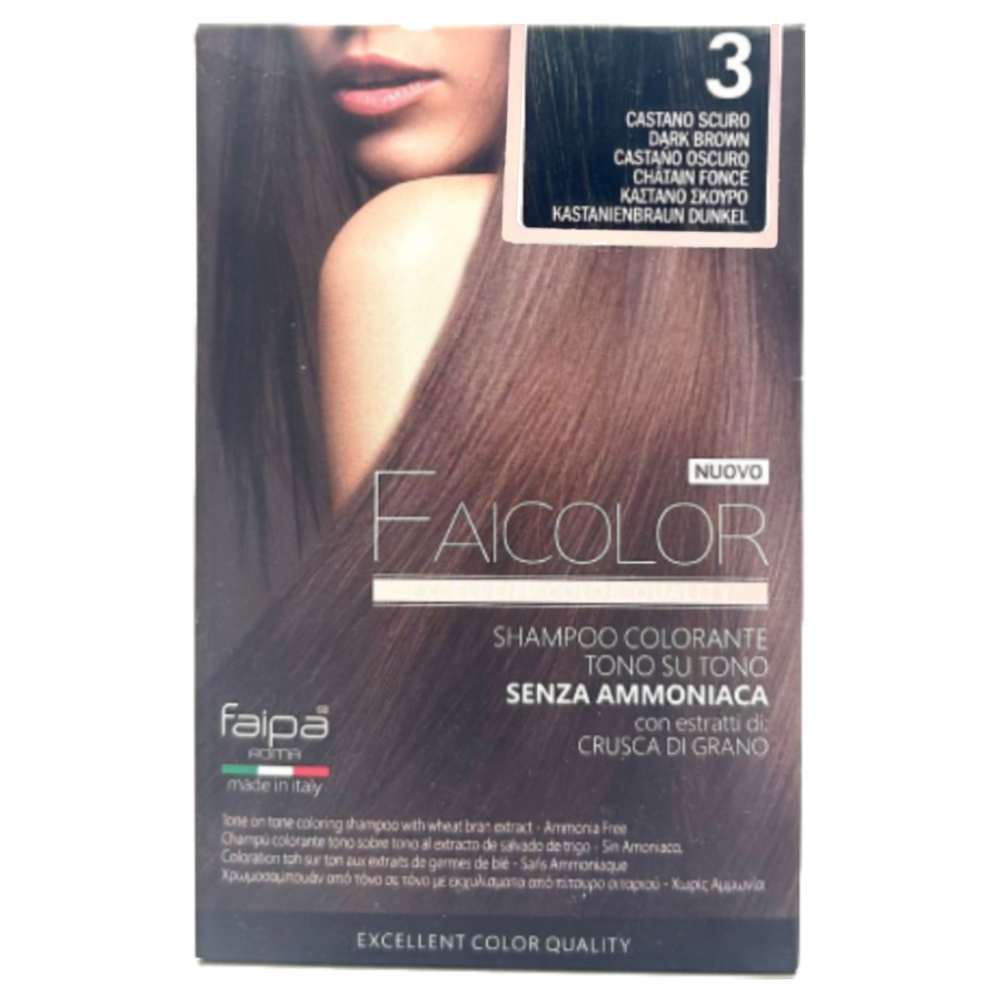 Shampoo Colorante Per Capelli Senza Ammoniaca 3 Castano Scuro Faipa