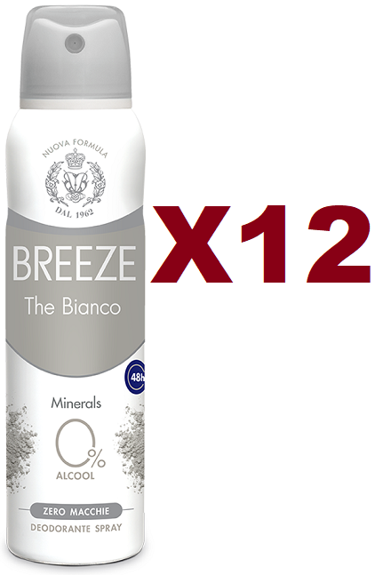 12 PZ BREEZE THE BIANCO DEODORANTE SPRAY 150ML ZERO MACCHIE