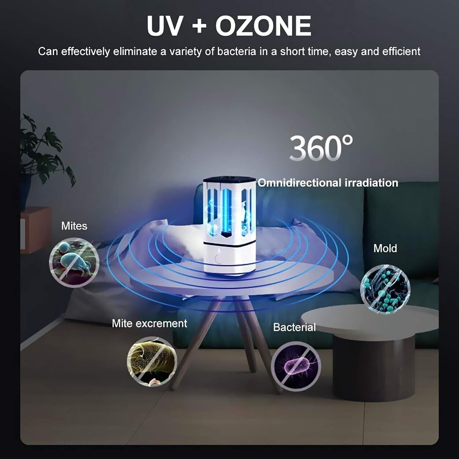Lampada Germicida UV 3.8W Portatile Disinfettante Sterilizzatore Germi Batteri
