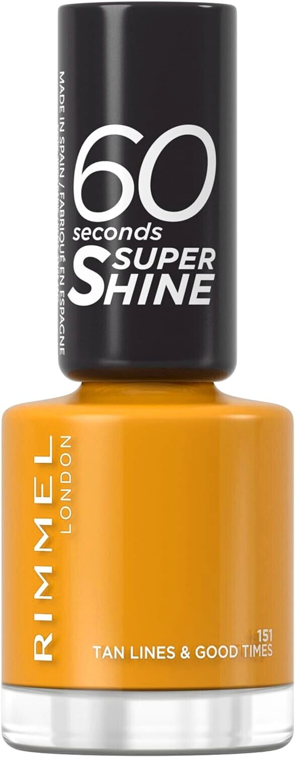 RIMMEL SMALTO UNGHIE 60 SECONDS GIALLO ARANCIO OCRA 151 TAN LINES and GOOD TIMES