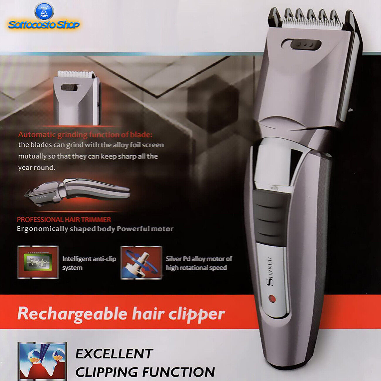 RASOIO TAGLIACAPELLI BARBA RICARICABILE RFC-291 WIRELESS PROFESSIONALE