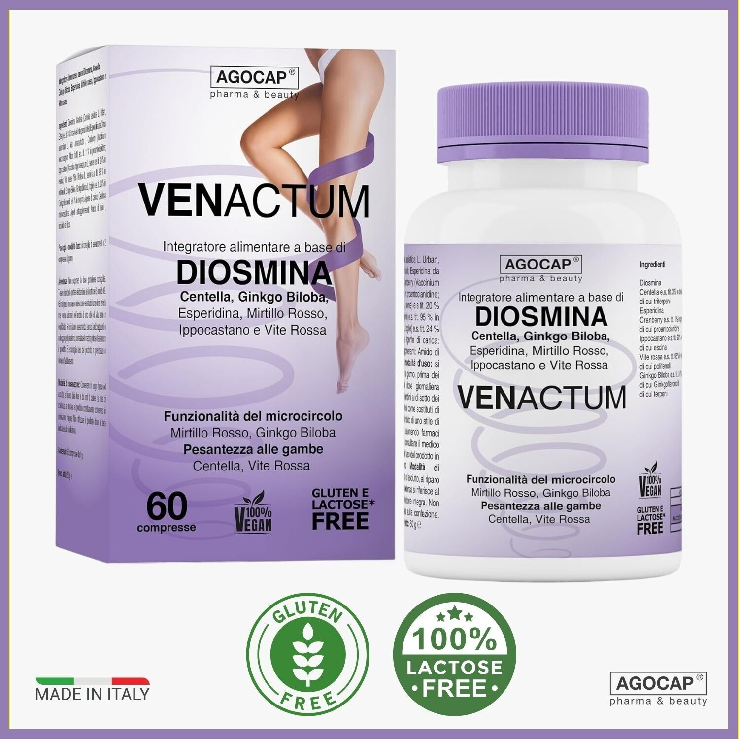Venactum Integratore Microcircolo Gambe con Diosmina Esperidina e Mirtillo rosso