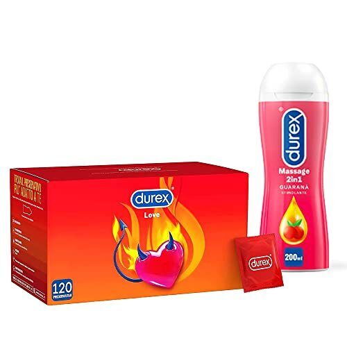 Kit Durex Preservativi & Gel, Durex Love 120 Profilattici e Gel Massage
