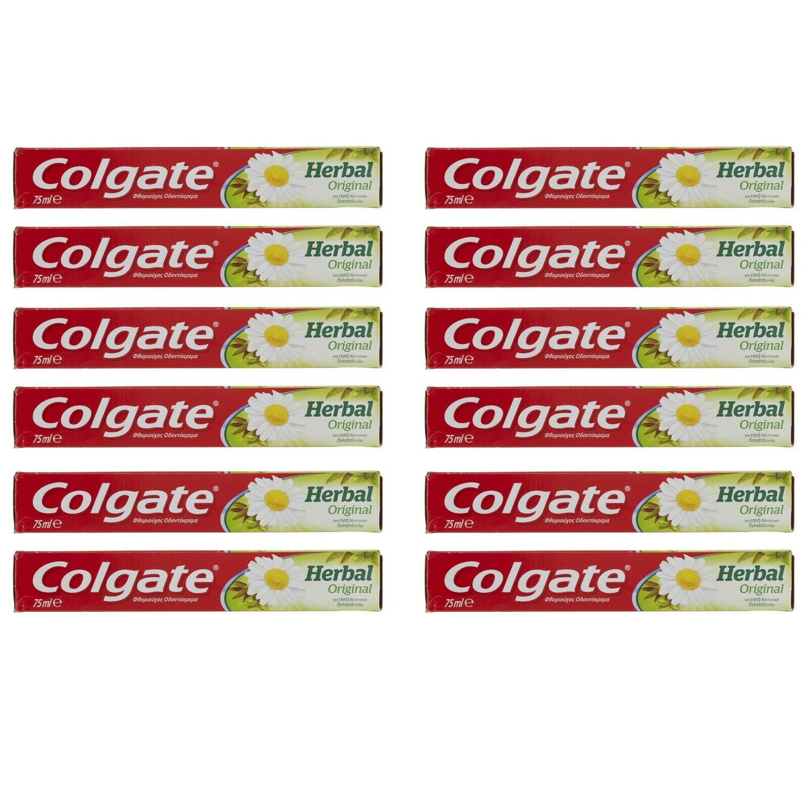 12 pezzi COLGATE HERBAL ORIGINAL Dentifricio per denti sani e gengive forti 75ml