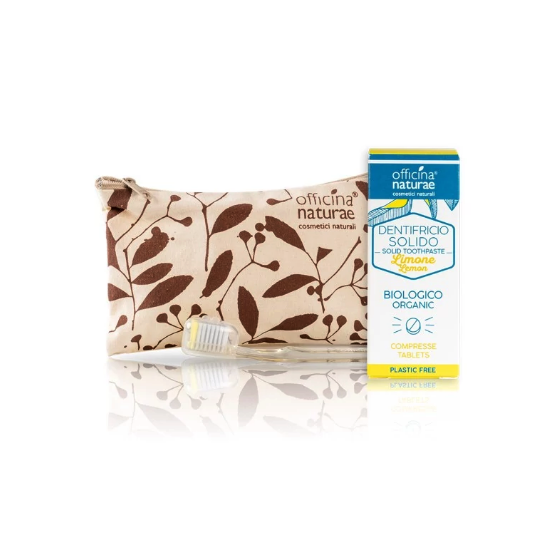 Officina Naturae Mini-Kit GialloLimone Dentifricio + Mini-spazzolino + Pochette