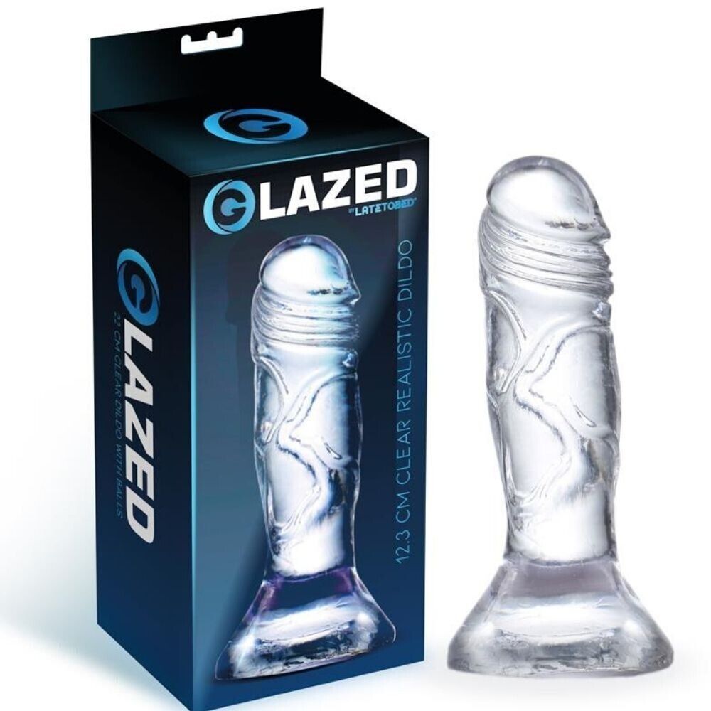 MINI DILDO VENTOSA REALISTICO TRASPARENTE CRISTALLINO GLAZED 12,3CM