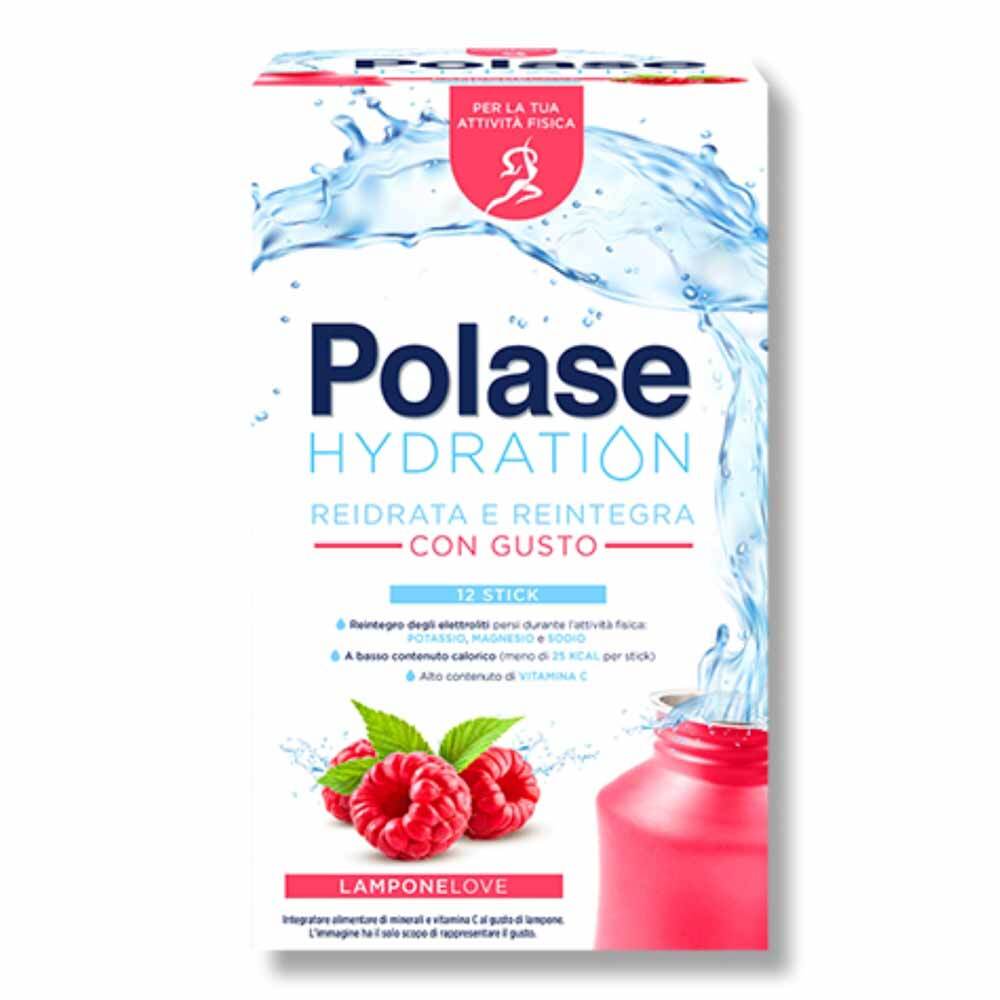 Polase Hydration Integratore Sali Minerali Magnesio Potassio Lampone, 12 Stick