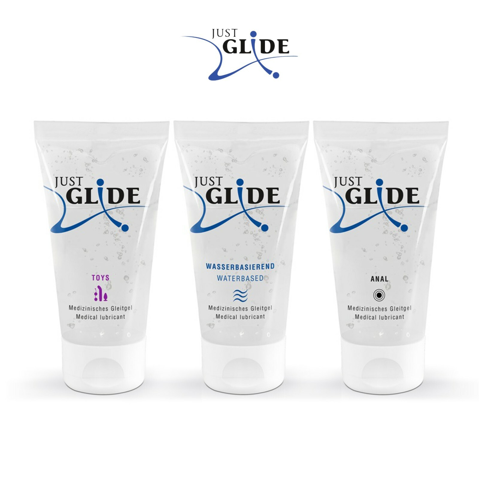 Just Glide Toys/Water-Based/Anal Set 50ml x 3 Lubrificanti a Base d'Acqua 150ml