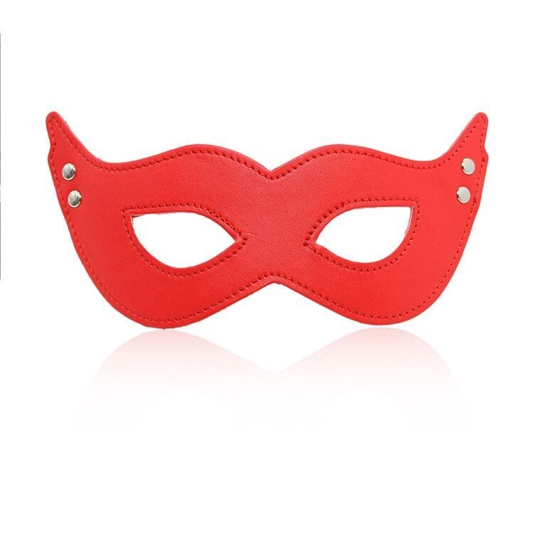 Maschera per occhi da felino rossa per giochi erotici di coppia e scambio