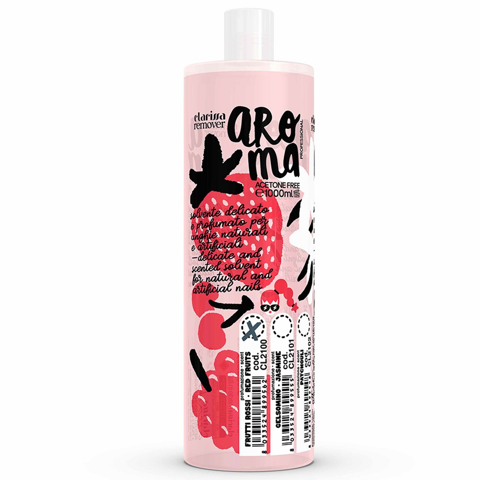 CLARISSA SOLVENTE SENZA ACETONE PER SMALTO 1000ML FRAGRANZA FRUTTI ROSSI