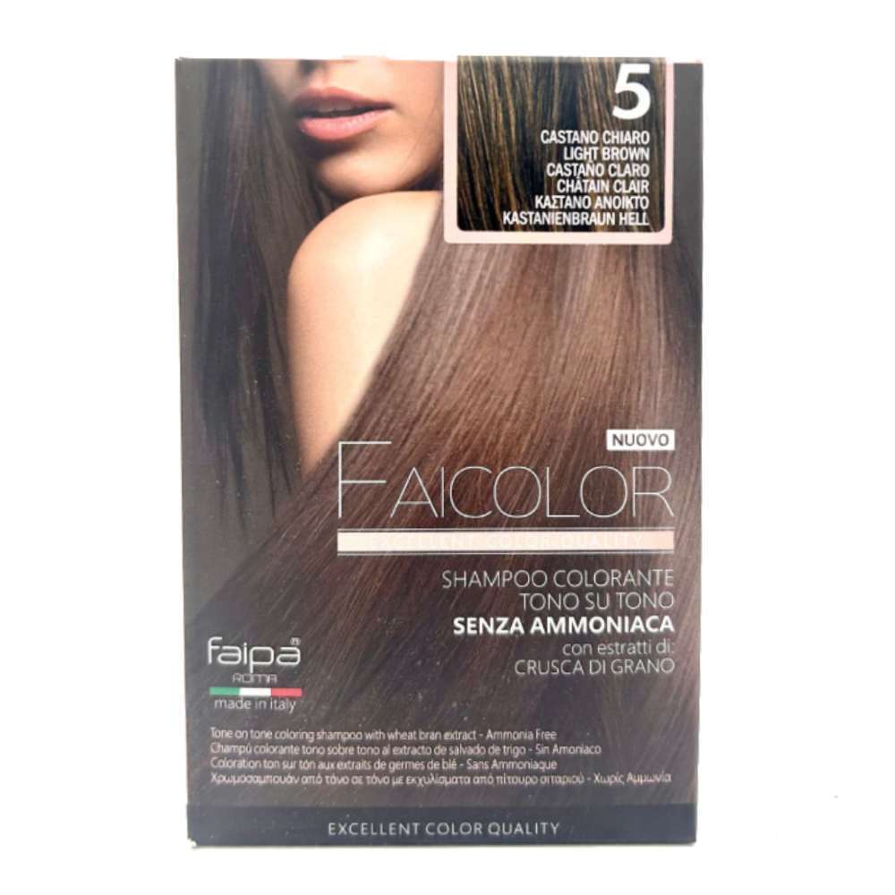 Shampoo Colorante Per Capelli Senza Ammoniaca 5 Castano Chiaro Faipa
