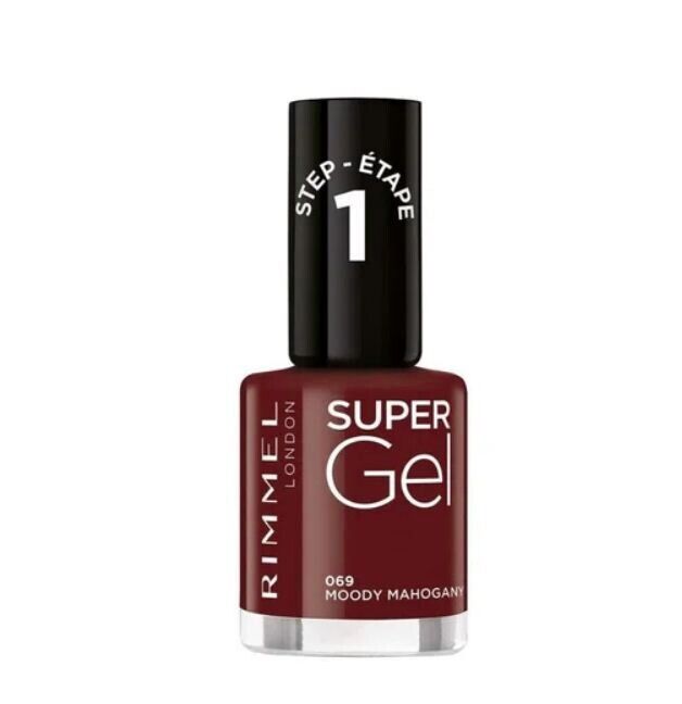 RIMMEL SMALTO UNGHIE SUPER GEL COLORE MARRONE ROSSO MOGANO 069 MOODY MAHOGANY