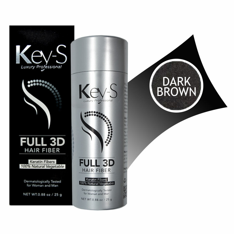 Key-S Luxury Microfibers Full 3D Hair Fiber Dark Brown 25 Gr.- Microfibre di ...