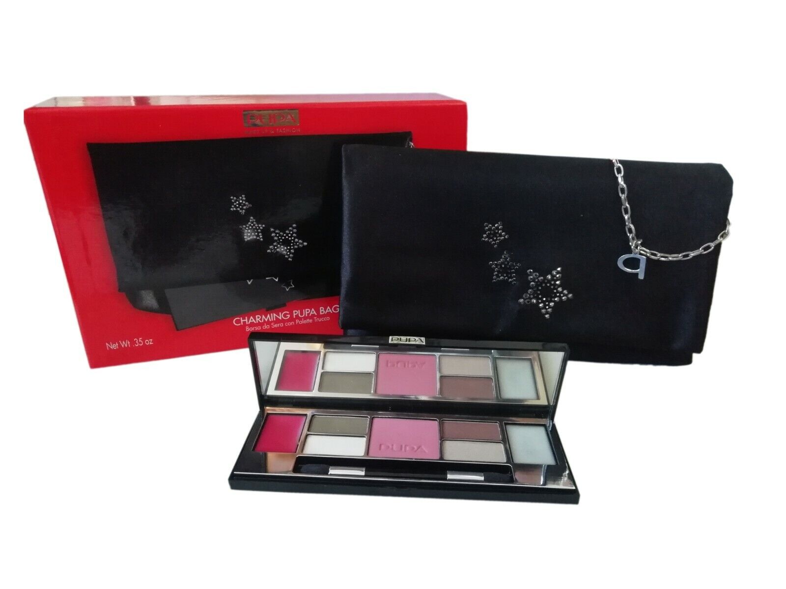 Trousse CHARMING PUPA BAG - Borsetta da sera nera con palette trucco (03)
