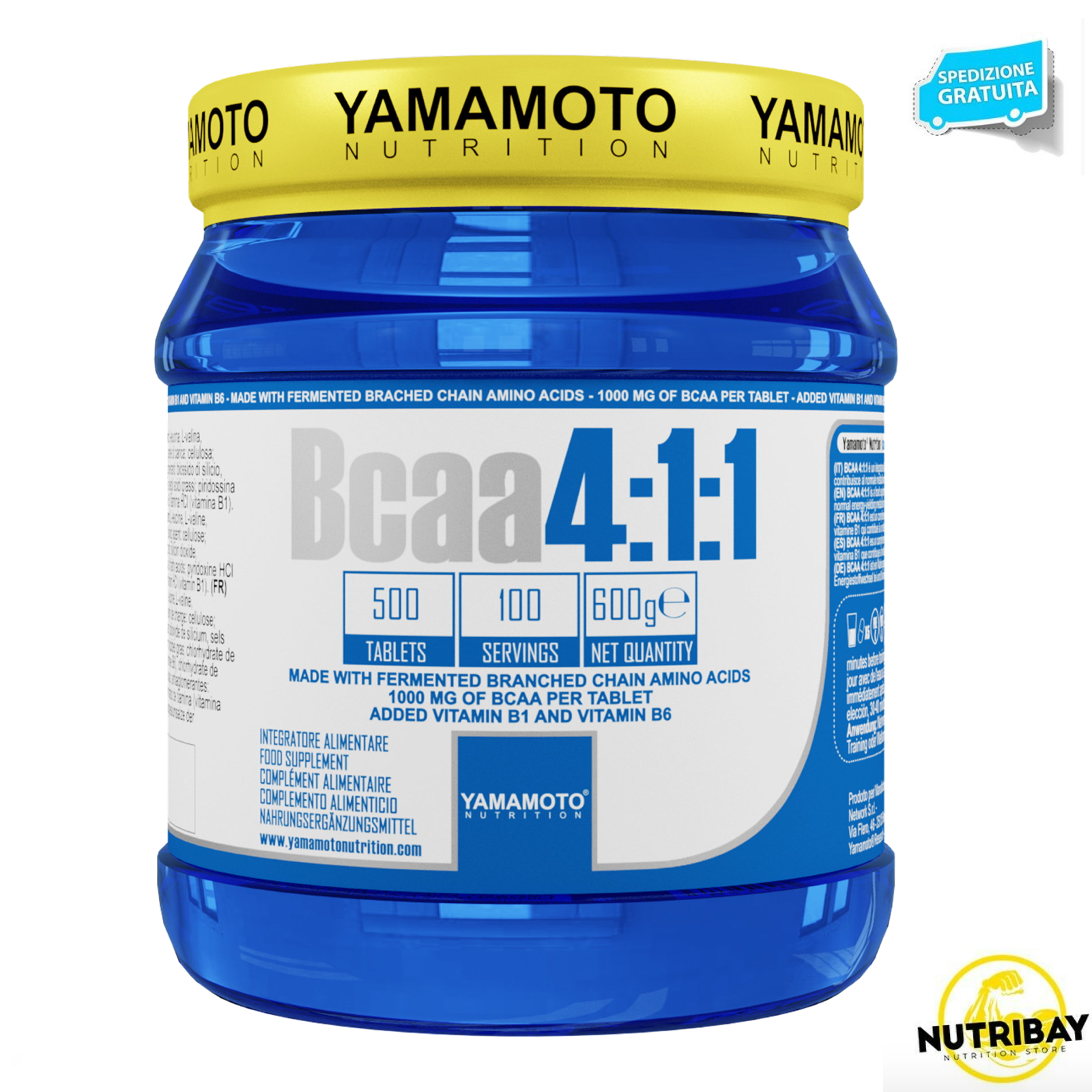 Bcaa 4:1:1 di YAMAMOTO NUTRITION con Vitamine B1 B6 500 cp Aminoacidi Ramificati