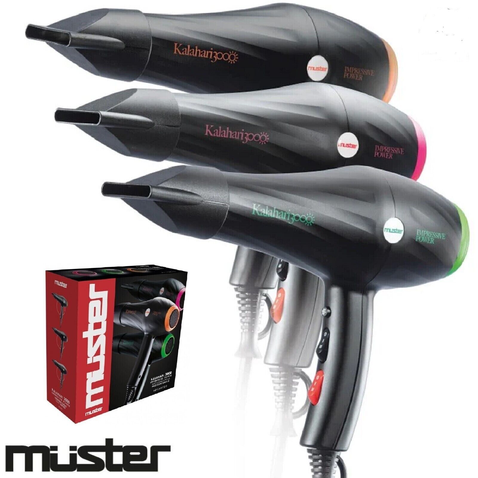 PHON ASCIUGACAPELLI PROFESSIONALE MUSTER KALAHARI 3000 PARRUCCHIERE 2400W VERDE