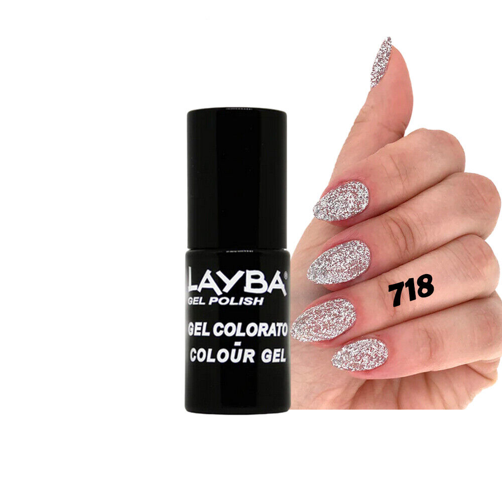 Layla Layba Smalto Gel Semipermanent Unghia Polish Hyper Silver 718 5ml