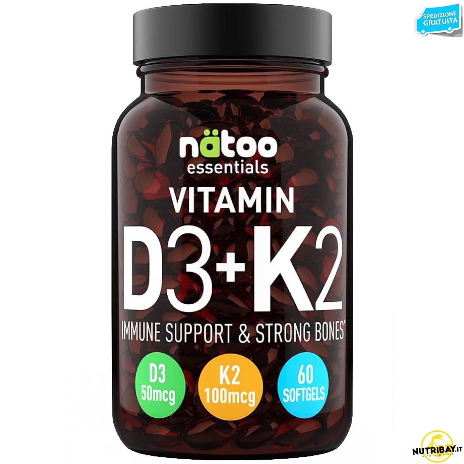 Natoo Essentials Vitamin D3+K2 - 60 softgel Vitamina D3 e K2