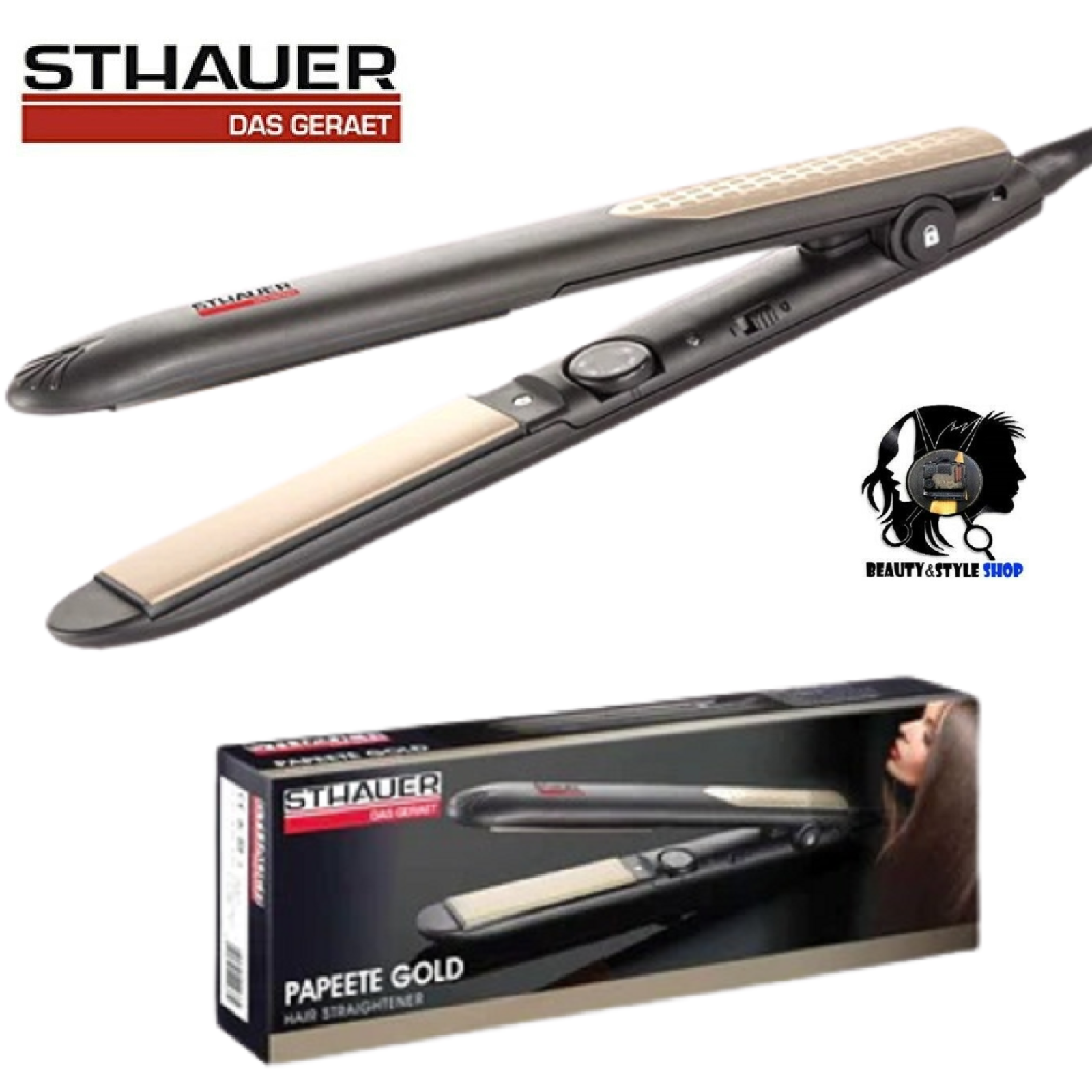 PIASTRA PER CAPELLI PROFESSIONALE STHAUER PAPEETE GOLD CERAMICA TOURMALINE 230°