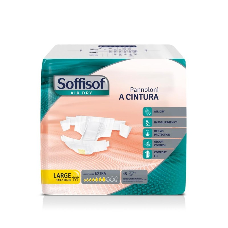 SOFFISOF SLIP AIR DRY PANNOLONE A CINTURA  EXTRA TG. L  DA 15 PEZZI