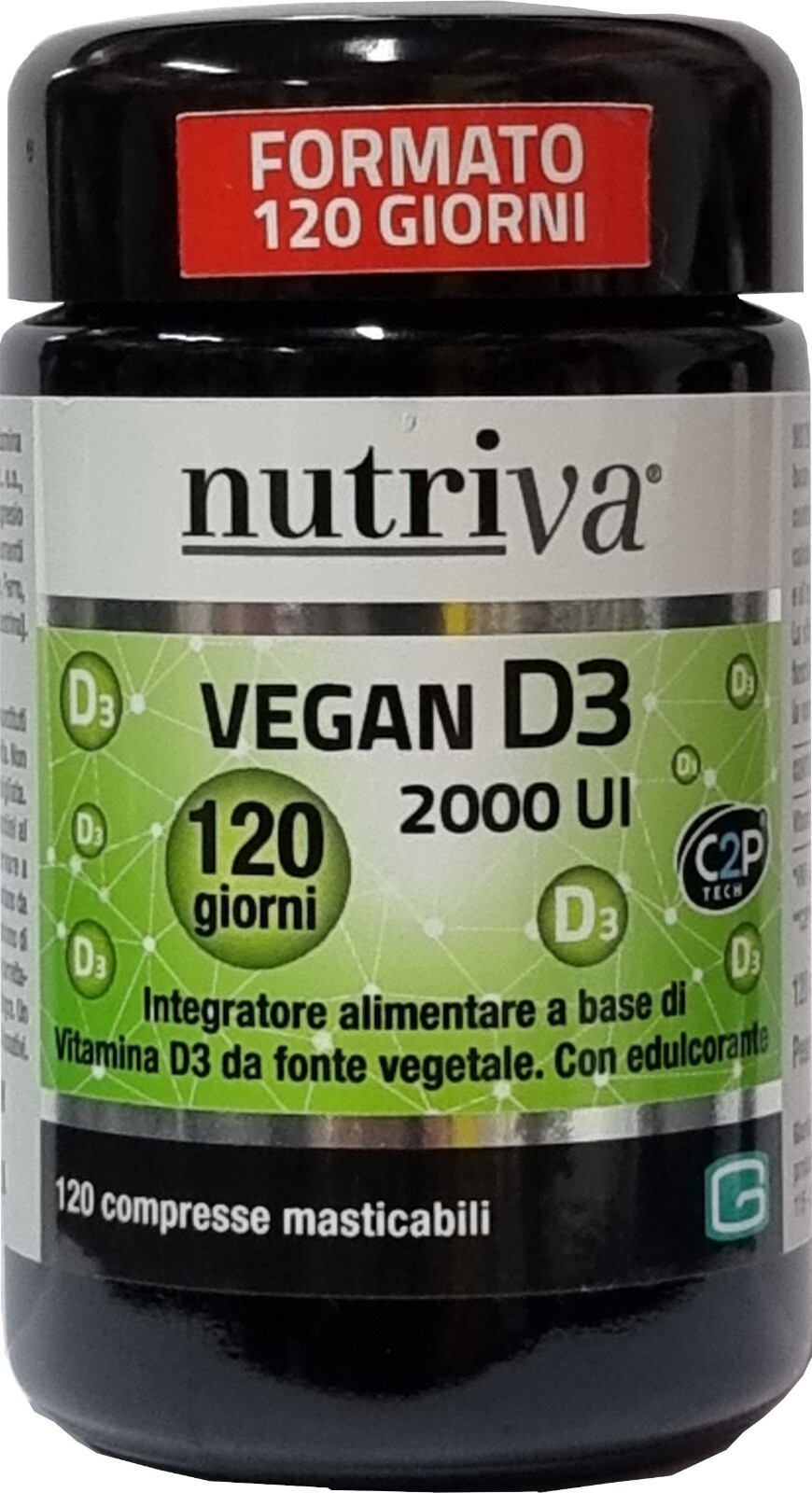 Nutriva Vegan D3 - 2000 UI - NUOVO FORMATO da 120 Compresse