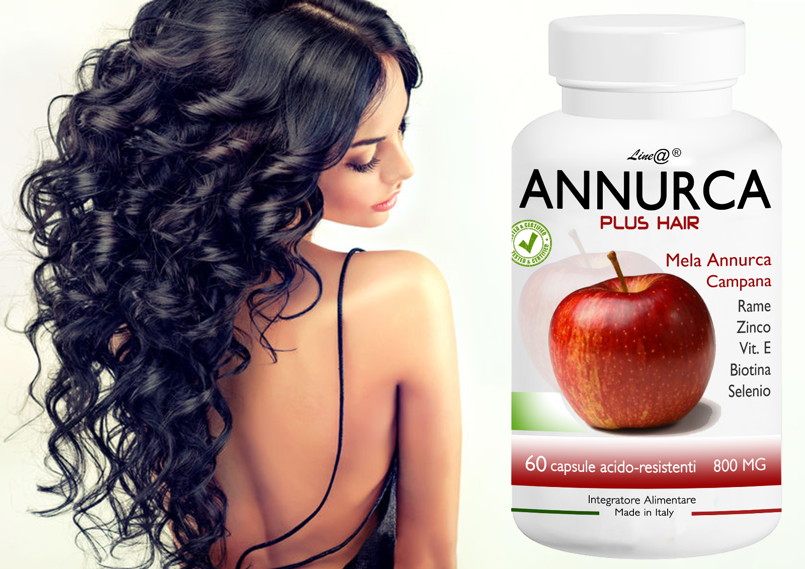 ANNURCA PLUS HAIR Line@ 60 cps INCREMENTA i CAPELLI +Zinco-Rame-Biotina-Selenio