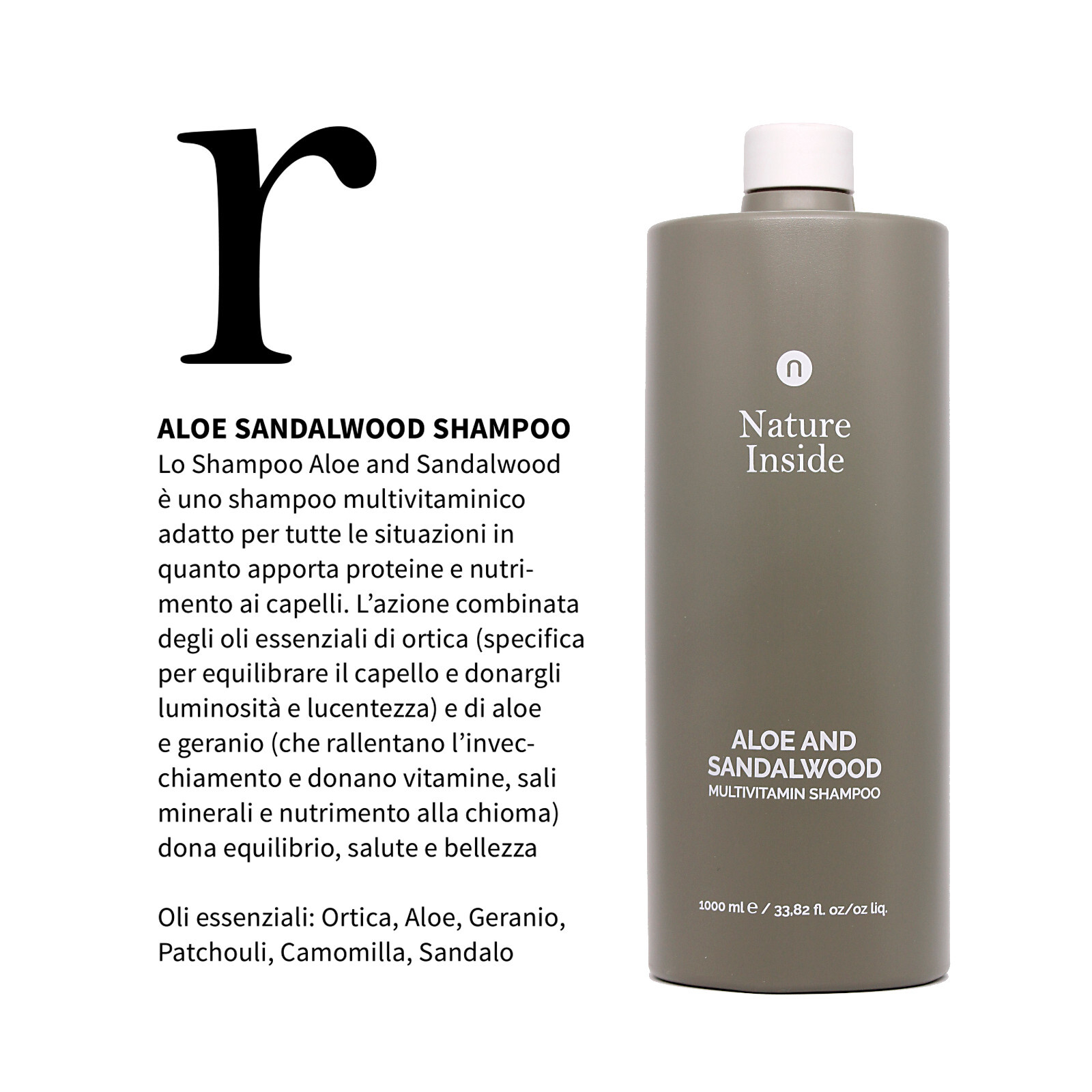 Naturalmente Shampoo Nature Inside Aloe e Sandalo - Multivitaminico - 1000ml
