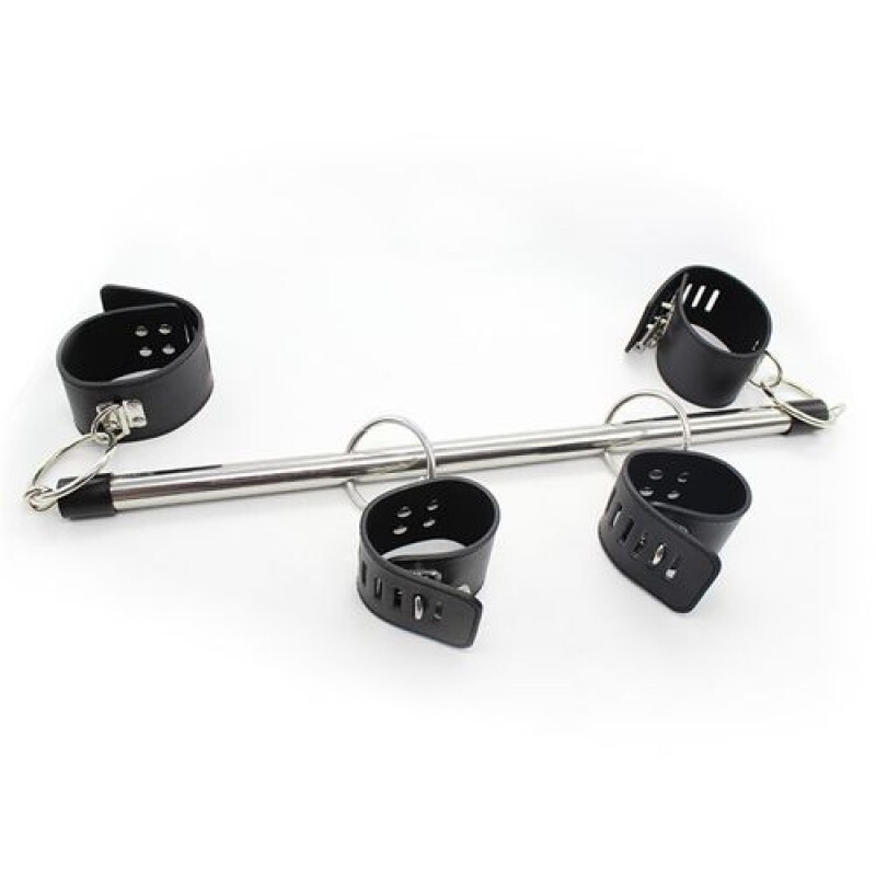 Costrittivo polsiere e cavigliere con barra in acciaio 55 cm bondage