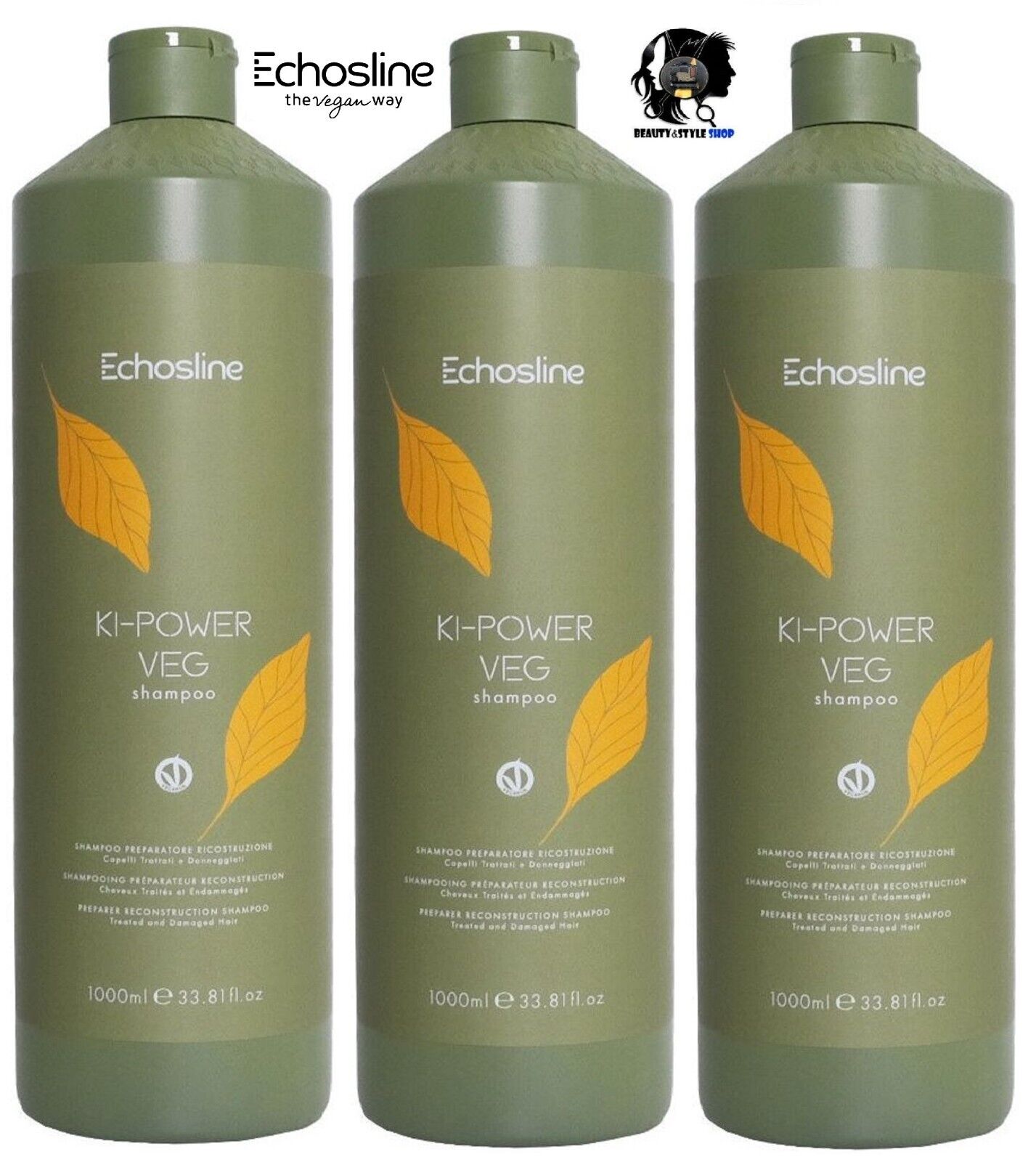 3X SHAMPOO CAPELLI DANNEGGIATI ECHOS LINE KI POWER 1000ML PROFESSIONAL ECHOSLINE