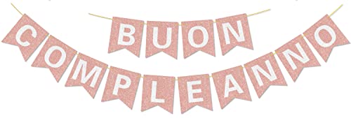 Banner Di Buon Compleanno Pre-Infilato - Nessun Fai Da Te - Con Lettere Lucide Banner Di Buon Compleanno Glitterato Per Decorazioni E Forniture Per Fe