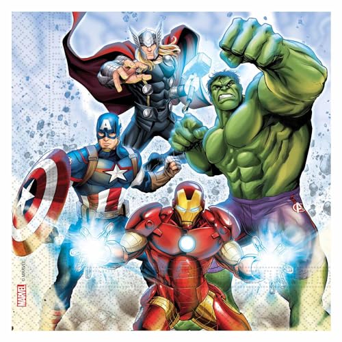 Procos- Tovaglioli Carta Fsc Marvel Avengers Infinity Stones (33X33Cm, Doppio Velo), 20 Pezzi, Multicolore, 33 X 33 Centimeters, 93873